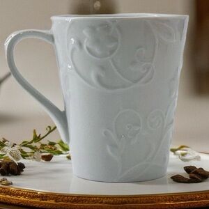 Corning Corelle Bella Faenza Embossed 10-oz Cup/mug White Porcelain RETIRED